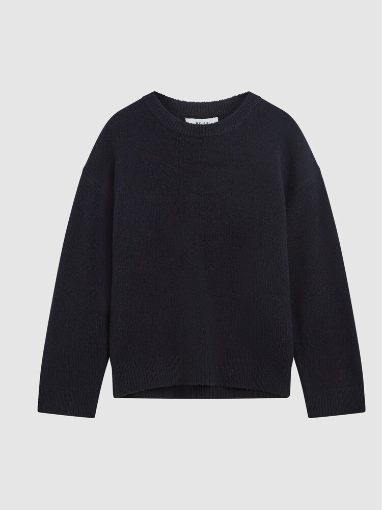 Reiss Navy Parks 100% Merino Wool Crew Neck Jumper - Image 2 of 6 Reiss Navy Parks 100% Merino Wool Crew Neck Jumper - Image 2 of 6