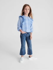 Reiss Blue River Jr Ruffle Shoulder Blouse - Image 1 of 6