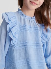 Reiss Blue River Jr Ruffle Shoulder Blouse - Image 3 of 6