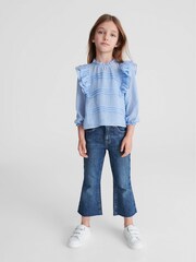 Reiss Blue River Jr Ruffle Shoulder Blouse - Image 4 of 6