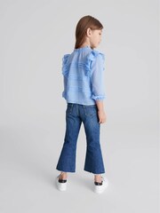 Reiss Blue River Jr Ruffle Shoulder Blouse - Image 5 of 6