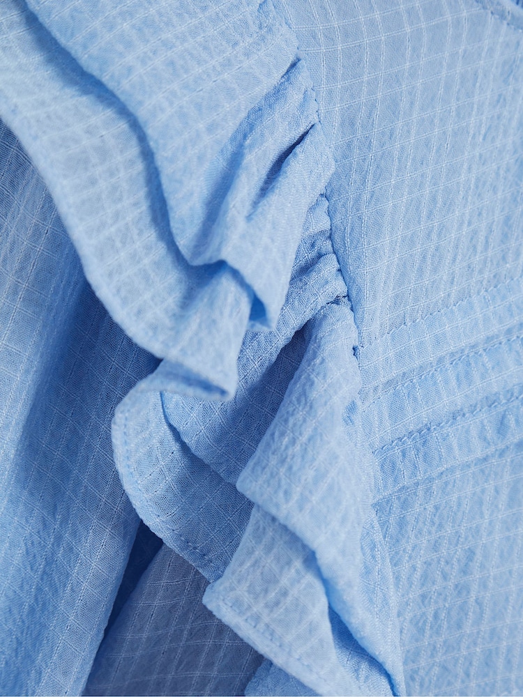 Reiss Blue River Jr Ruffle Shoulder Blouse - Image 6 of 6