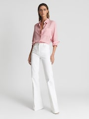 Reiss Pink Campbell Linen Long Sleeve Shirt - Image 3 of 6