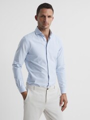 Reiss White/Blue Blackheath Striped Oxford Shirt - Image 1 of 8