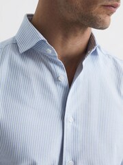 Reiss White/Blue Blackheath Striped Oxford Shirt - Image 8 of 8
