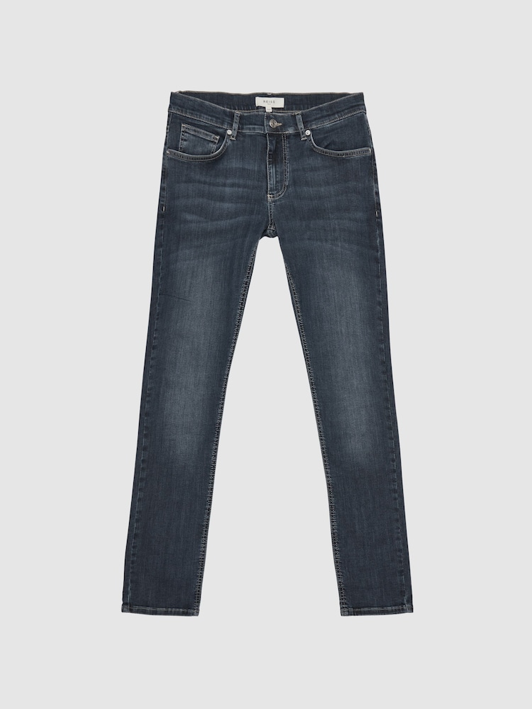 Reiss Washed Indigo James Super Skinny Washed Jeans - Image 2 of 6