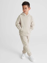 Reiss Dark Ecru Alexander Oversized Cotton Jersey Hoodie - Image 1 of 6