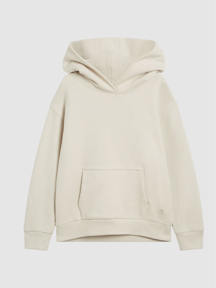 Reiss Dark Ecru Alexander Oversized Cotton Jersey Hoodie - Image 2 of 6