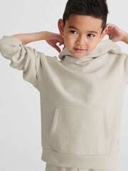 Reiss Dark Ecru Alexander Oversized Cotton Jersey Hoodie - Image 4 of 6