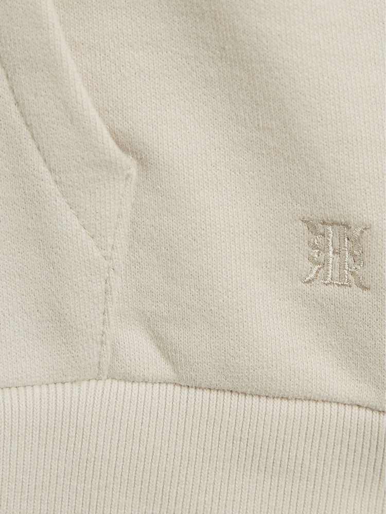Reiss Dark Ecru Alexander Oversized Cotton Jersey Hoodie - Image 6 of 6