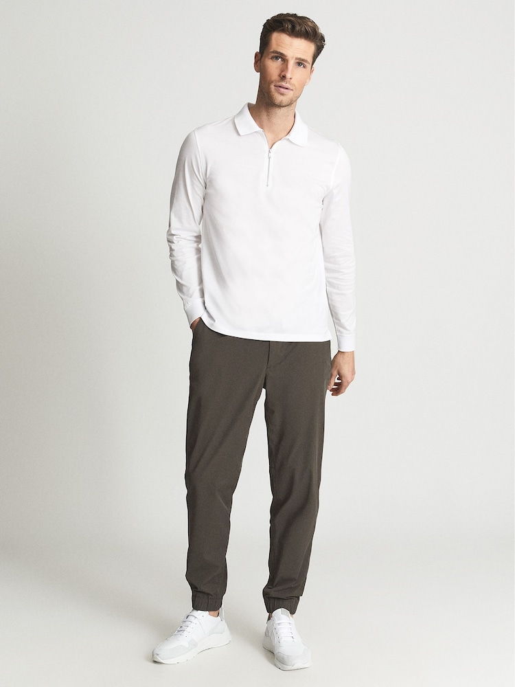 Reiss White Ashdown Golf Half Zip Polo Shirt - Image 1 of 5