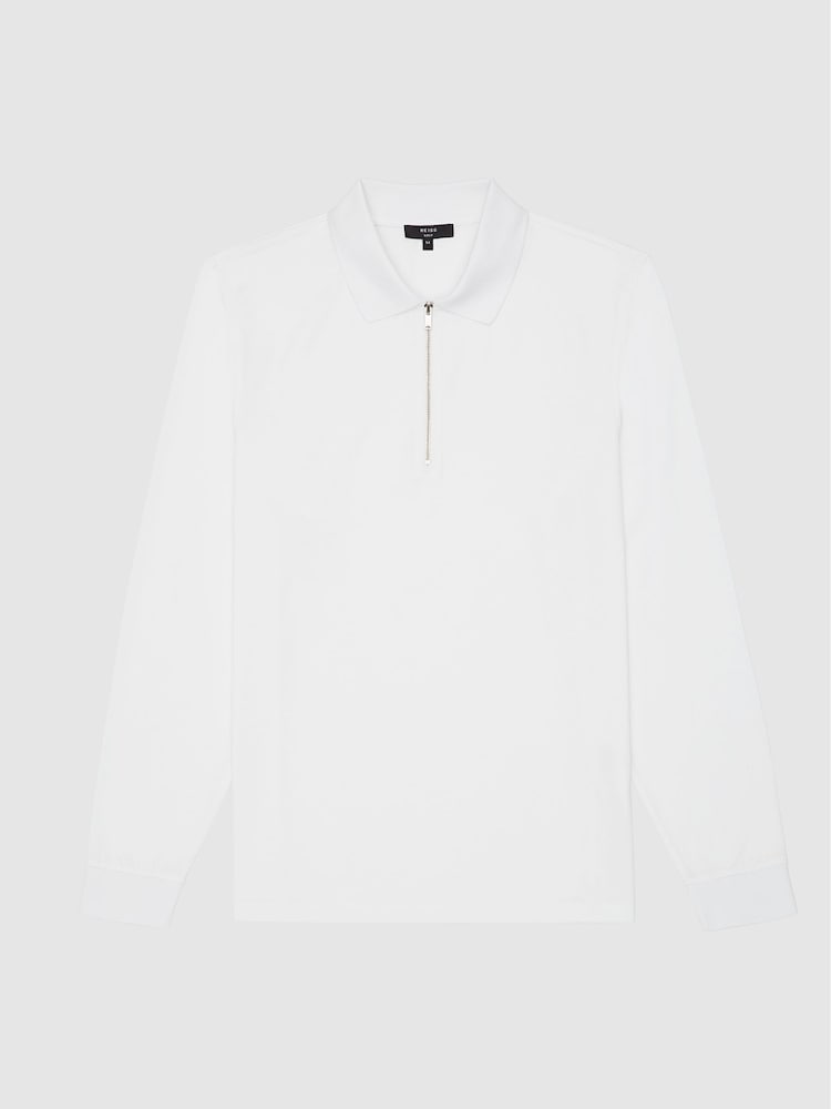 Reiss White Ashdown Golf Half Zip Polo Shirt - Image 2 of 5