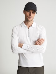 Reiss White Ashdown Golf Half Zip Polo Shirt - Image 3 of 5