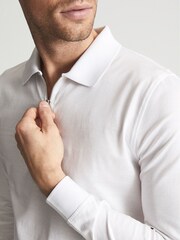 Reiss White Ashdown Golf Half Zip Polo Shirt - Image 4 of 5