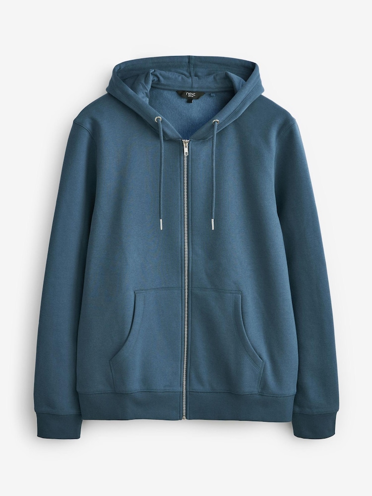 Mid Blue Zip Through Hoodie - Image 2 of 2