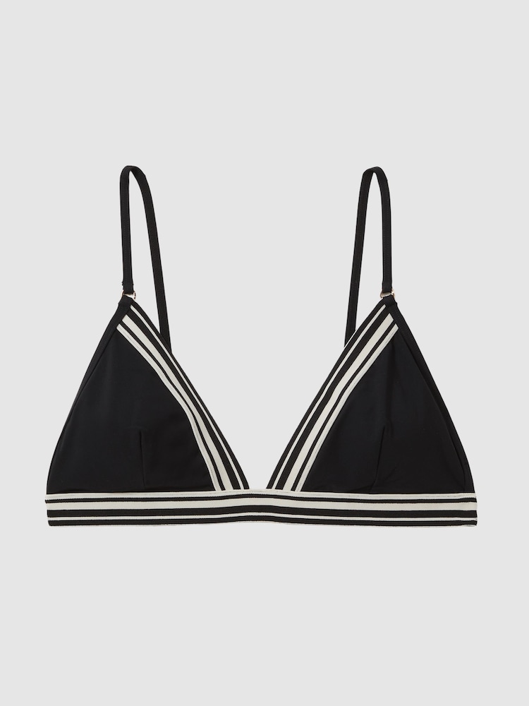 Reiss Black Raven Triangle Colourblock Bikini Top - Image 2 of 5