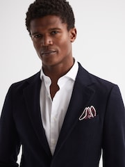 Reiss Burgundy Liam Polka Dot Silk Pocket Square - Image 2 of 5
