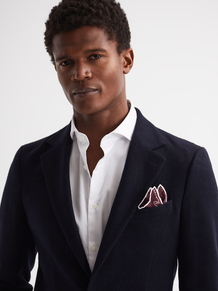 Reiss Burgundy Liam Polka Dot Silk Pocket Square - Image 2 of 5