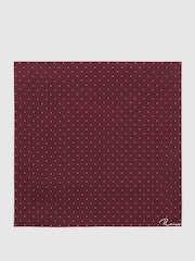 Reiss Burgundy Liam Polka Dot Silk Pocket Square - Image 4 of 5