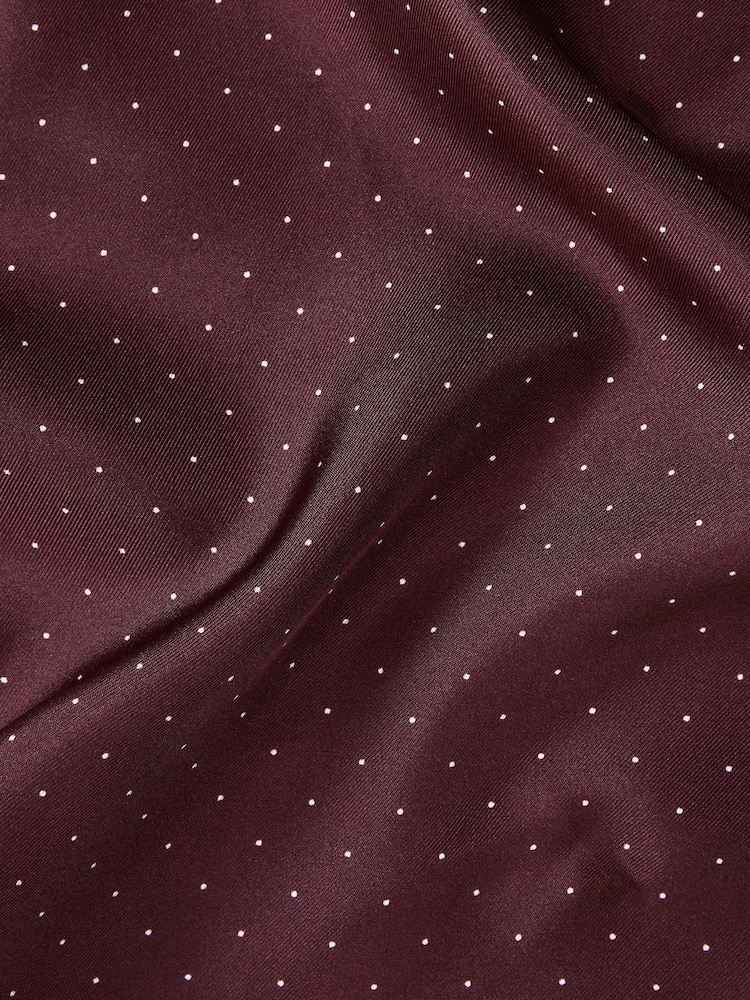 Reiss Burgundy Liam Polka Dot Silk Pocket Square - Image 5 of 5