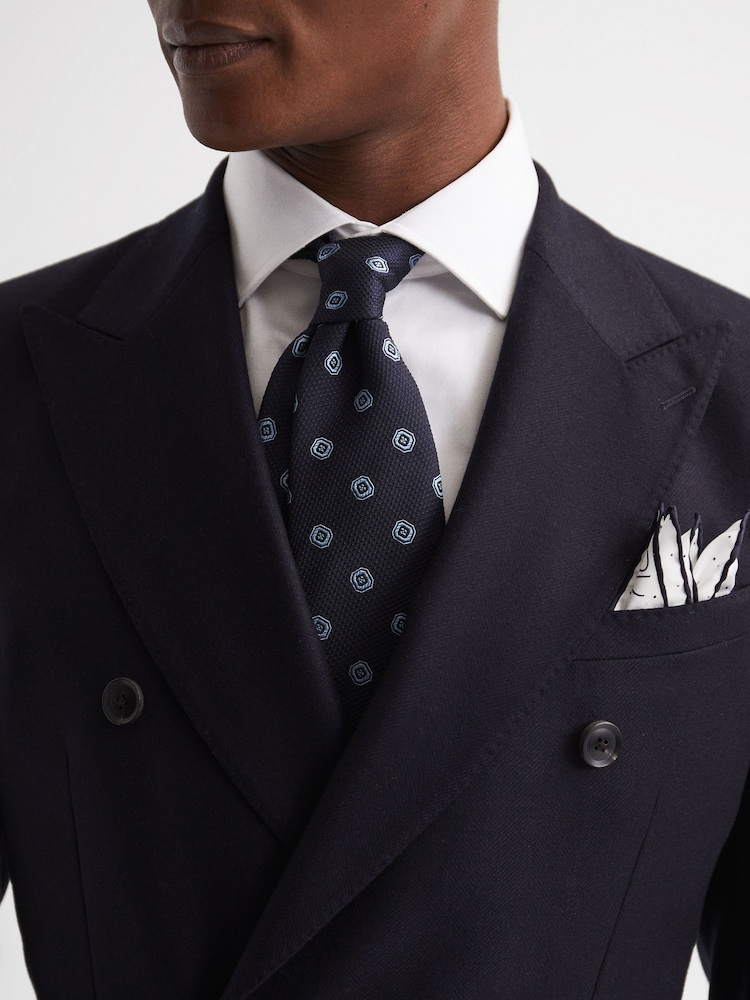 Reiss White Liam Polka Dot Silk Pocket Square - Image 3 of 5