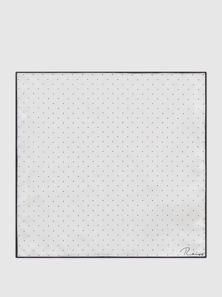 Reiss White Liam Polka Dot Silk Pocket Square - Image 4 of 5