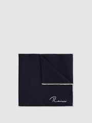 Reiss Navy Ceremony Plain Silk Pocket Square - Image 1 of 5