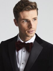 Reiss Burgundy Hike Velvet Bow Tie - Image 2 of 4