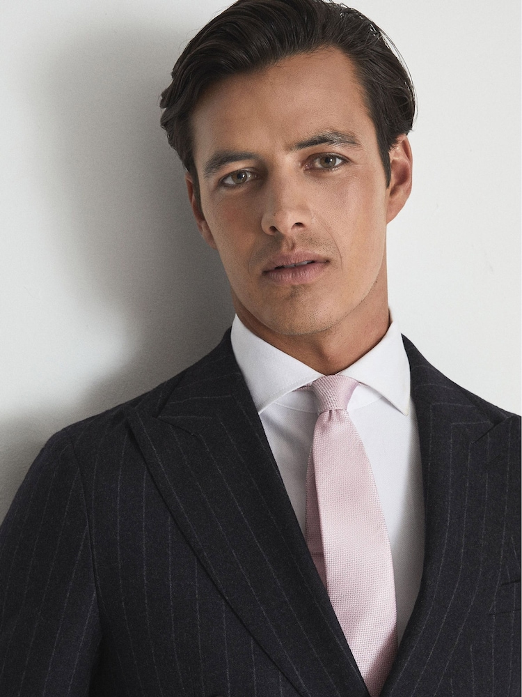 Reiss Pink Ceremony Textured Silk Tie - Image 2 of 4