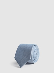 Reiss Airforce Blue Ceremony Textured Silk-Blend Tie - Image 1 of 8