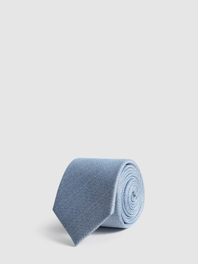 Reiss Airforce Blue Ceremony Textured Silk-Blend Tie - Image 1 of 8