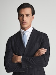 Reiss Airforce Blue Ceremony Textured Silk-Blend Tie - Image 3 of 8