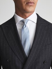 Reiss Airforce Blue Ceremony Textured Silk-Blend Tie - Image 7 of 8