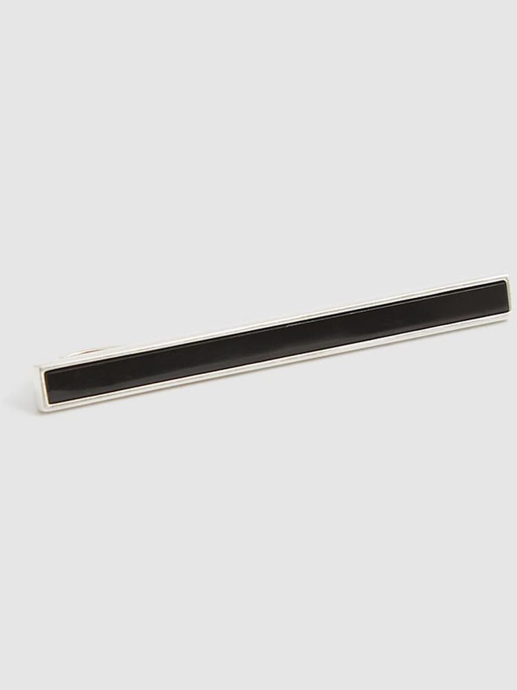 Reiss Black Ardley Stone Insert Tie Bar - Image 2 of 3