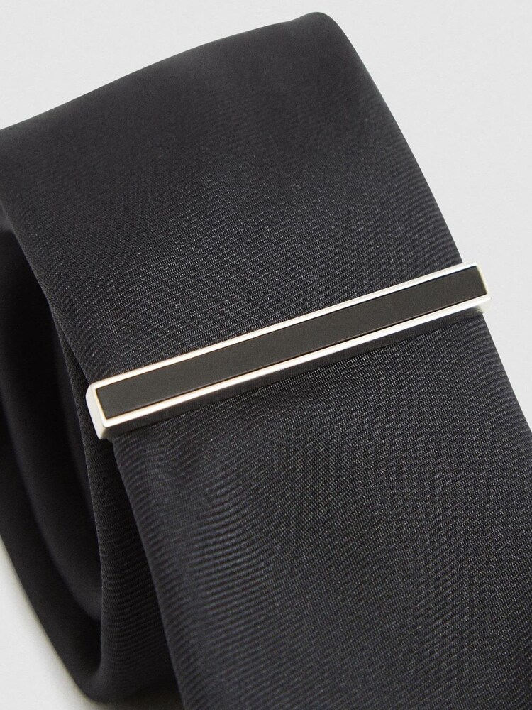 Reiss Black Ardley Stone Insert Tie Bar - Image 3 of 3