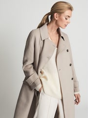 Reiss Oatmeal Lexi Button Blindseam Long Coat - Image 3 of 8