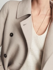 Reiss Oatmeal Lexi Button Blindseam Long Coat - Image 4 of 8
