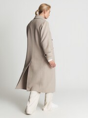 Reiss Oatmeal Lexi Button Blindseam Long Coat - Image 5 of 8