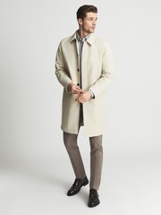 Reiss Stone Colombo Single Breasted Long Length Mac - Image 1 of 6