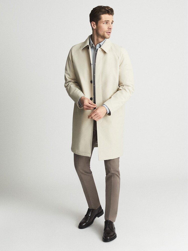 Reiss Stone Colombo Single Breasted Long Length Mac - Image 1 of 6