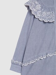 Reiss Blue Gwen Junior Stripe Embroidered Collar Dress - Image 3 of 3