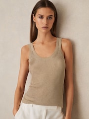 Reiss Gold Imogen Metallic Vest Top - Image 1 of 7