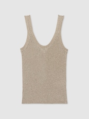 Reiss Gold Imogen Metallic Vest Top - Image 2 of 7