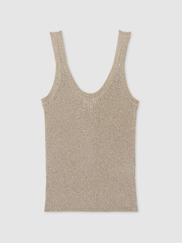 Reiss Gold Imogen Metallic Vest Top - Image 2 of 7