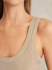 Reiss Gold Imogen Metallic Vest Top - Image 5 of 7