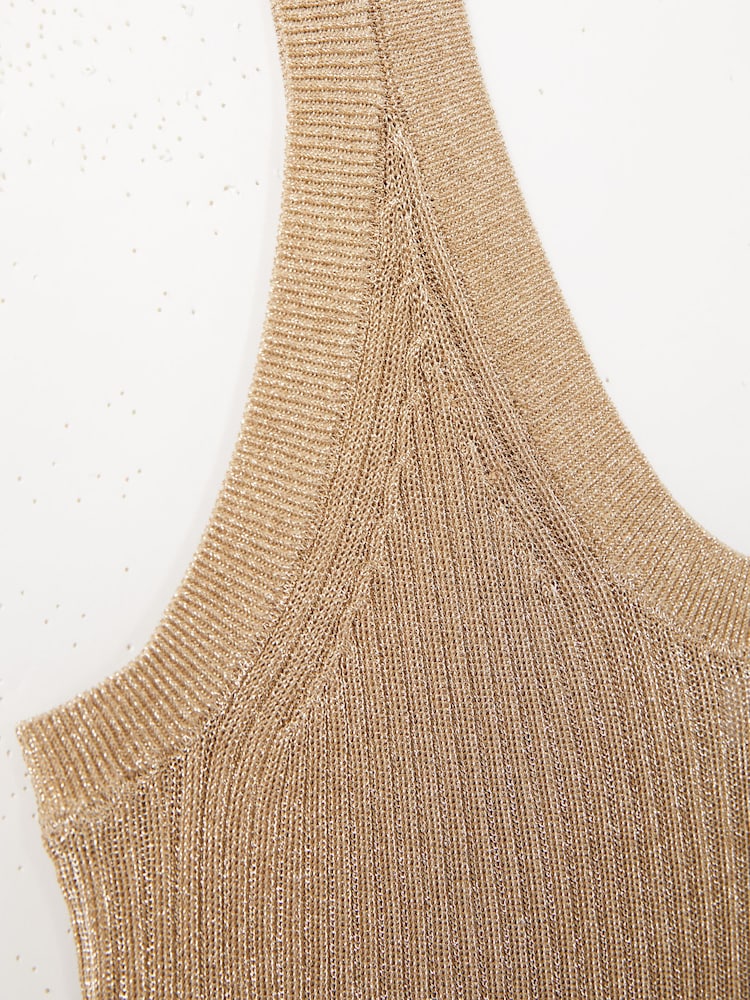 Reiss Gold Imogen Metallic Vest Top - Image 7 of 7