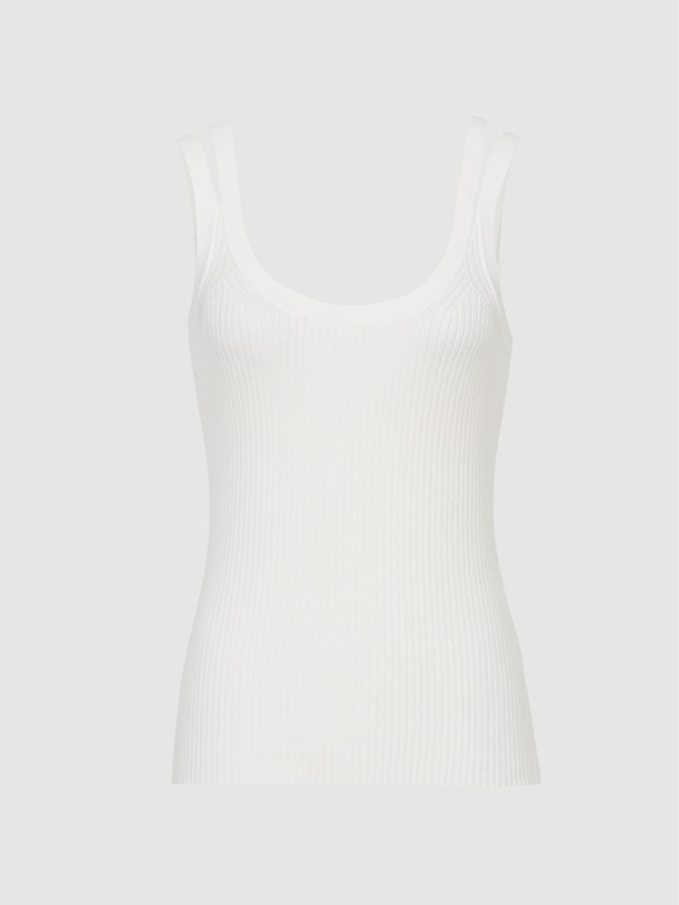 Reiss White Sabrina Double Strap Knitted Vest - Image 2 of 7