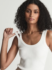 Reiss White Sabrina Double Strap Knitted Vest - Image 3 of 7