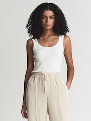 Reiss White Sabrina Double Strap Knitted Vest - Image 4 of 7