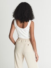 Reiss White Sabrina Double Strap Knitted Vest - Image 5 of 7